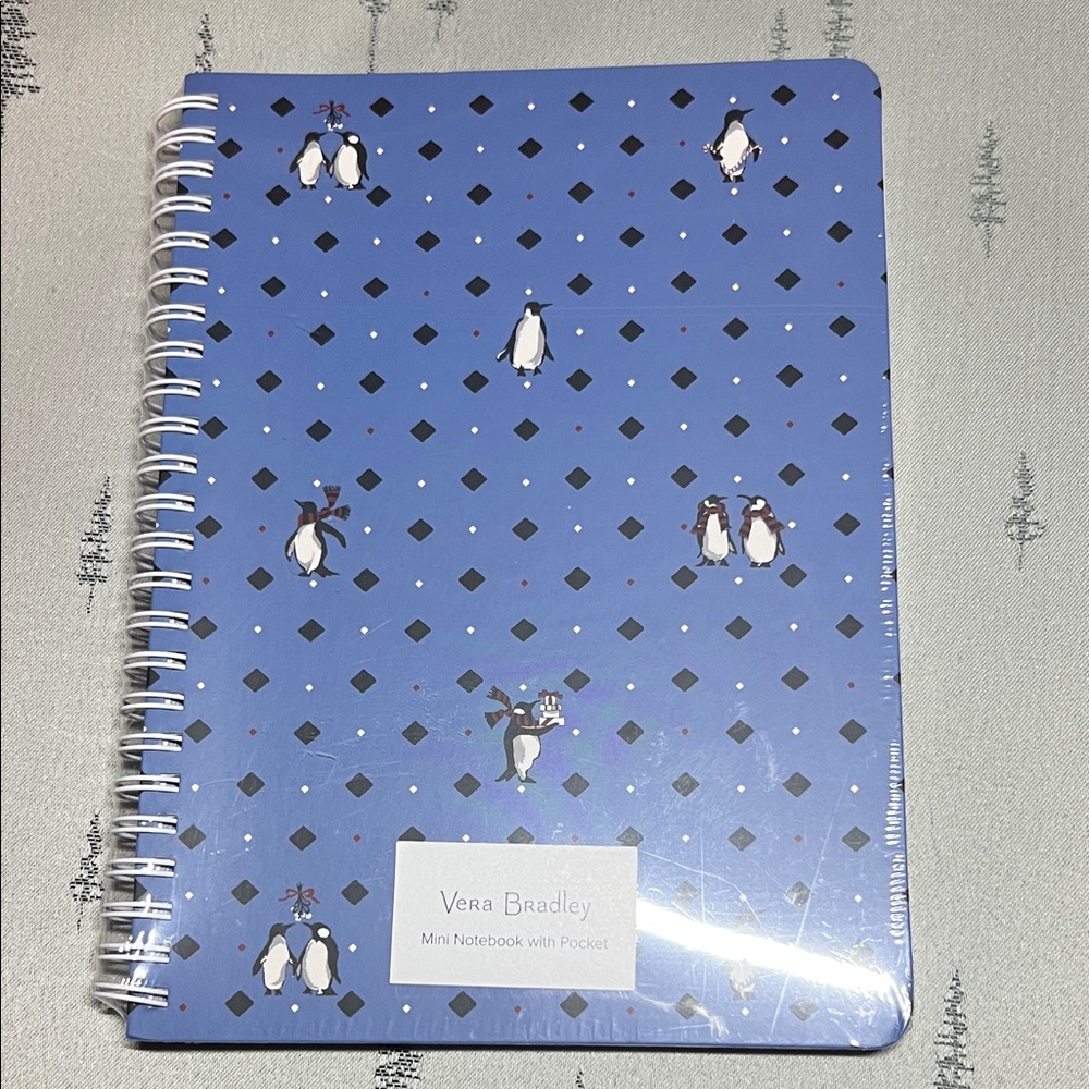 Vera Bradley Blue Playful Penguins Mini Notebook-NEW